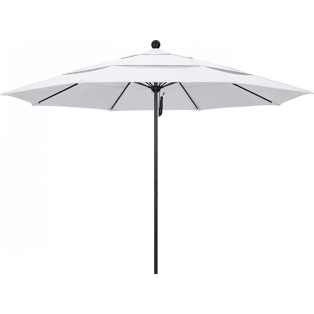 California Umbrella - Patio Umbrellas; Umbrella Diameter (Inch): 132 ; Height (Feet): 8.916 ; Fabric Color: White ; Base Included: No ; Frame Material: Aluminum ; Frame Color: Black - Exact Tool & Supply