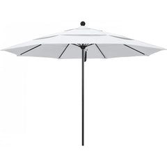 California Umbrella - Patio Umbrellas; Umbrella Diameter (Inch): 132 ; Height (Feet): 8.916 ; Fabric Color: White ; Base Included: No ; Frame Material: Aluminum ; Frame Color: Black - Exact Tool & Supply