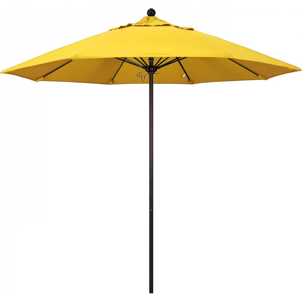 California Umbrella - Patio Umbrellas; Umbrella Diameter (Inch): 108 ; Height (Feet): 9.583 ; Fabric Color: Lemon ; Base Included: No ; Frame Material: Aluminum ; Frame Color: Bronze - Exact Tool & Supply
