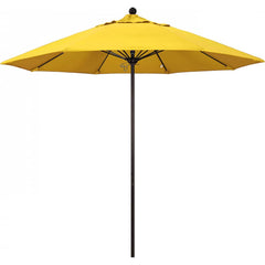 California Umbrella - Patio Umbrellas; Umbrella Diameter (Inch): 108 ; Height (Feet): 9.583 ; Fabric Color: Lemon ; Base Included: No ; Frame Material: Aluminum ; Frame Color: Bronze - Exact Tool & Supply