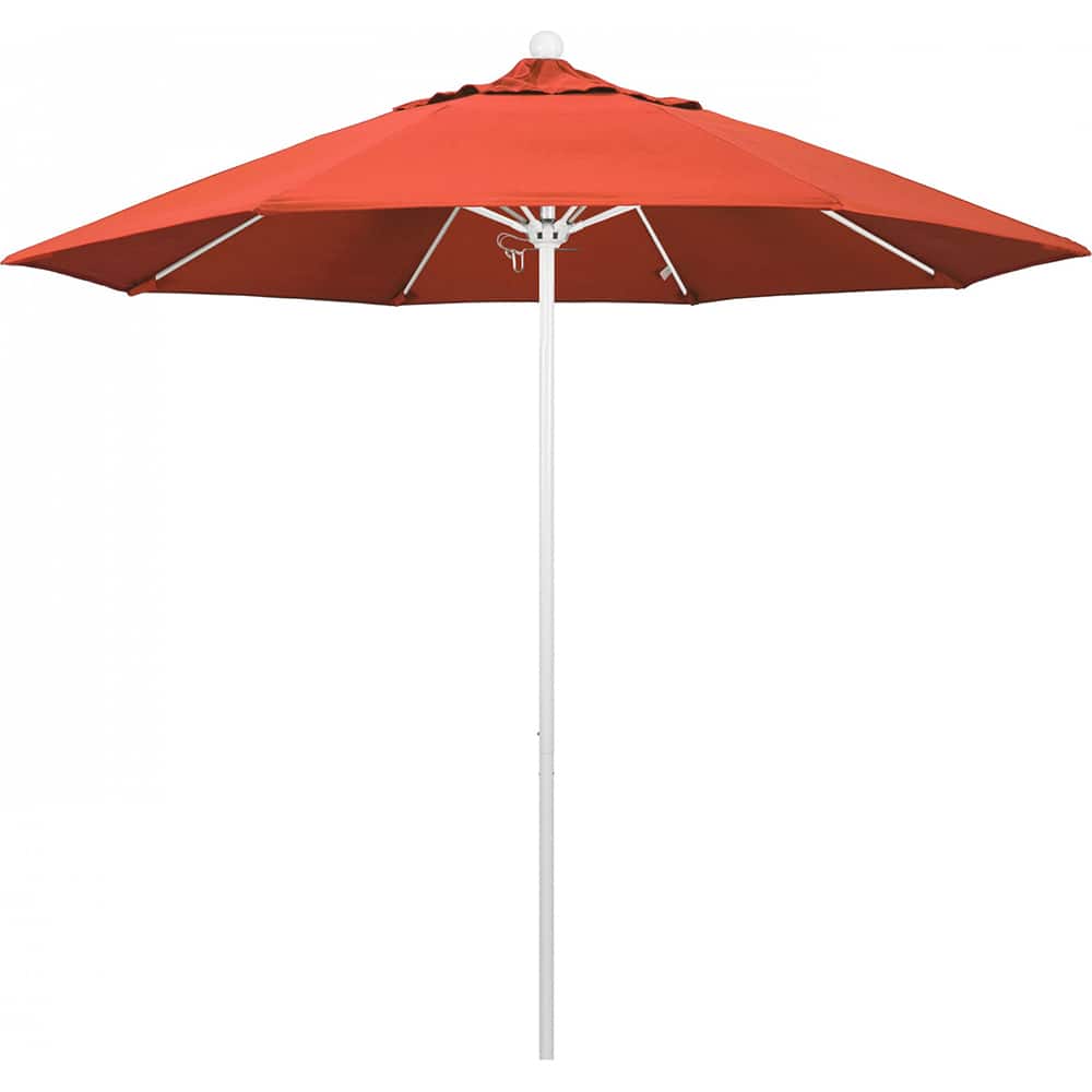 California Umbrella - Patio Umbrellas; Umbrella Diameter (Inch): 108 ; Height (Feet): 8.583 ; Fabric Color: Sunset ; Base Included: No ; Frame Material: Aluminum ; Frame Color: White - Exact Tool & Supply