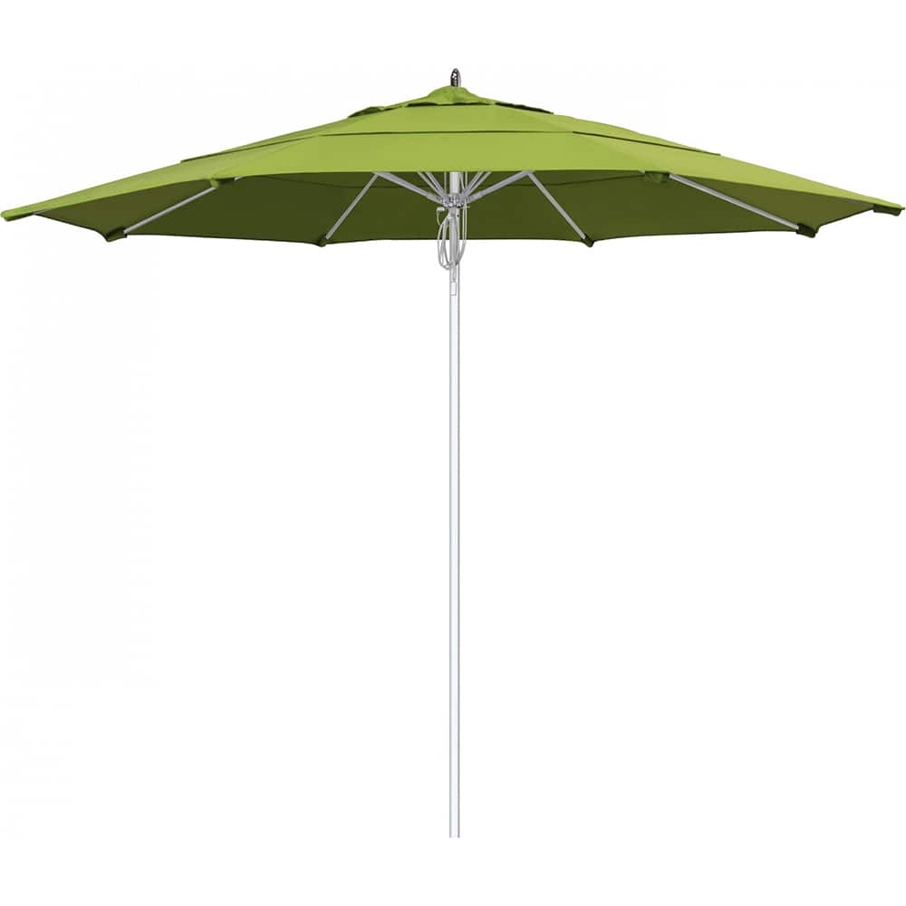 California Umbrella - Patio Umbrellas; Umbrella Diameter (Inch): 132 ; Height (Feet): 8.666 ; Fabric Color: Macaw ; Base Included: No ; Frame Material: Aluminum ; Frame Color: Silver - Exact Tool & Supply