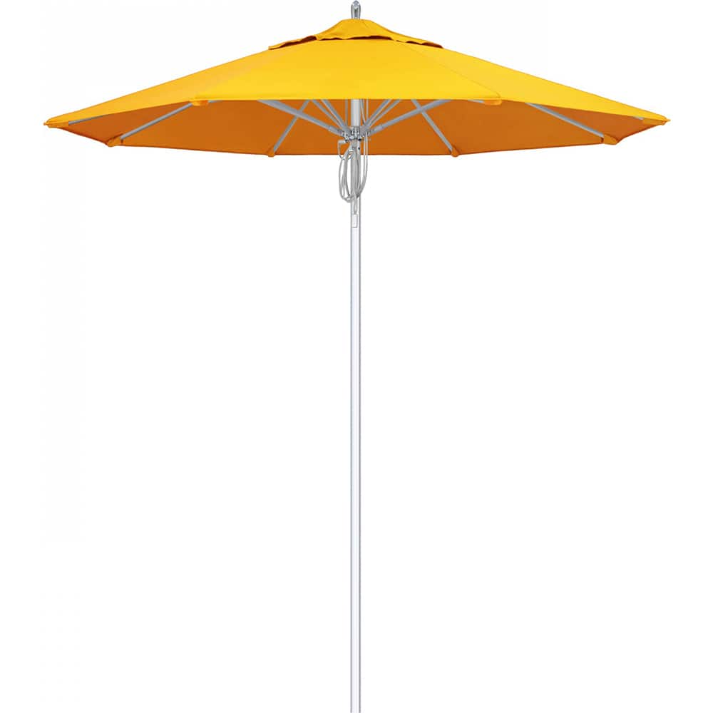 California Umbrella - Patio Umbrellas; Umbrella Diameter (Inch): 90 ; Height (Feet): 8.666 ; Fabric Color: Sunflower Yellow ; Base Included: No ; Frame Material: Aluminum ; Frame Color: Silver - Exact Tool & Supply