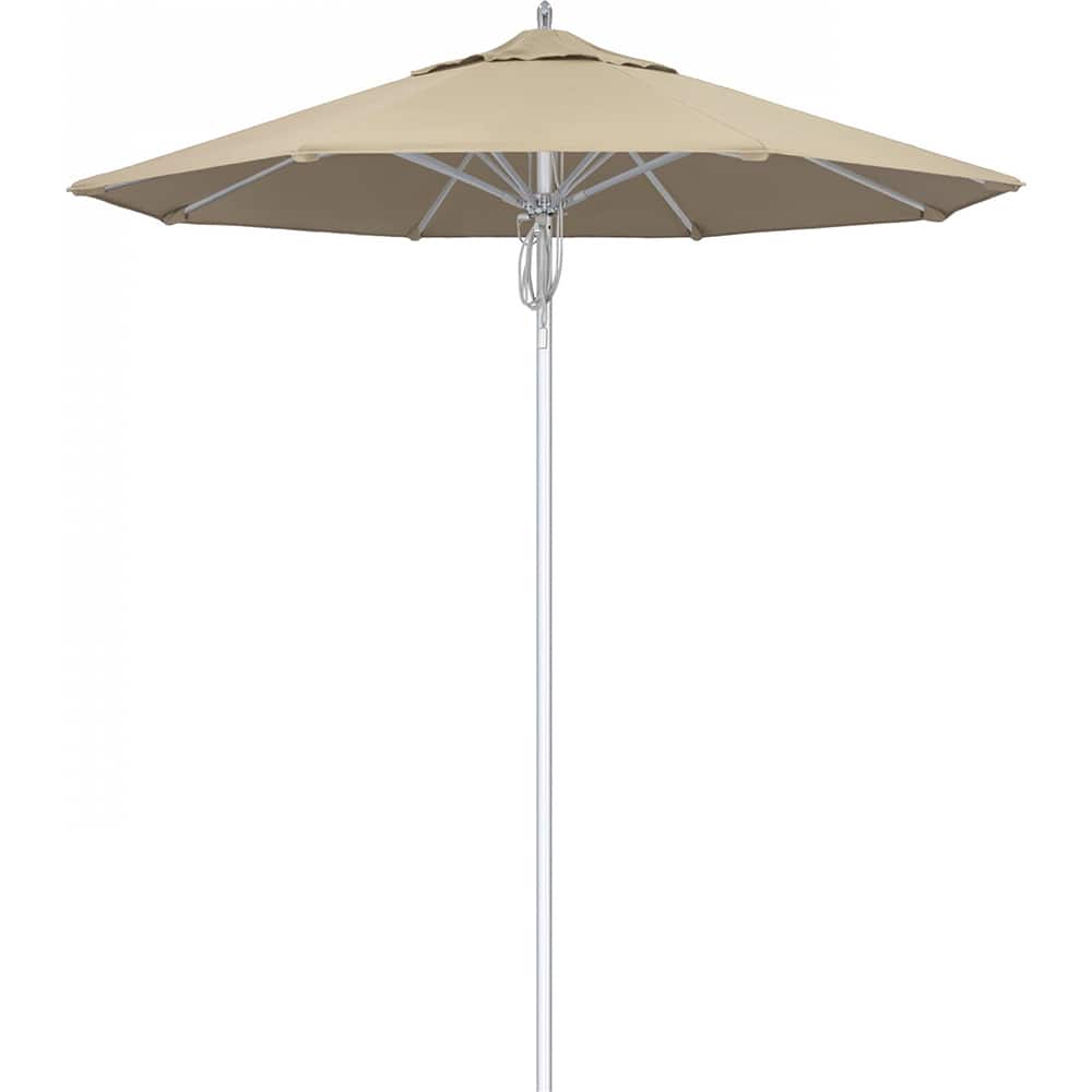 California Umbrella - Patio Umbrellas; Umbrella Diameter (Inch): 90 ; Height (Feet): 8.666 ; Fabric Color: Antique Beige ; Base Included: No ; Frame Material: Aluminum ; Frame Color: Silver - Exact Tool & Supply