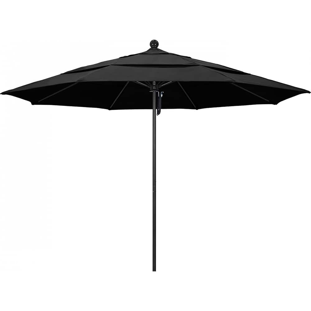 California Umbrella - Patio Umbrellas; Umbrella Diameter (Inch): 132 ; Height (Feet): 8.916 ; Fabric Color: Black ; Base Included: No ; Frame Material: Aluminum ; Frame Color: Black - Exact Tool & Supply
