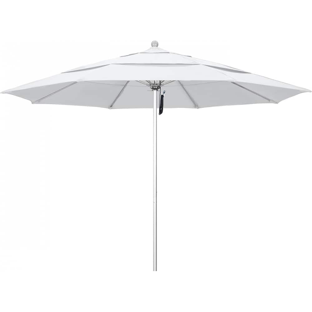California Umbrella - Patio Umbrellas; Umbrella Diameter (Inch): 132 ; Height (Feet): 8.916 ; Fabric Color: White ; Base Included: No ; Frame Material: Aluminum ; Frame Color: Silver - Exact Tool & Supply