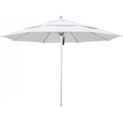 California Umbrella - Patio Umbrellas; Umbrella Diameter (Inch): 132 ; Height (Feet): 8.916 ; Fabric Color: White ; Base Included: No ; Frame Material: Aluminum ; Frame Color: Silver - Exact Tool & Supply