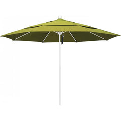 California Umbrella - Patio Umbrellas; Umbrella Diameter (Inch): 132 ; Height (Feet): 8.916 ; Fabric Color: Kiwi ; Base Included: No ; Frame Material: Aluminum ; Frame Color: White - Exact Tool & Supply