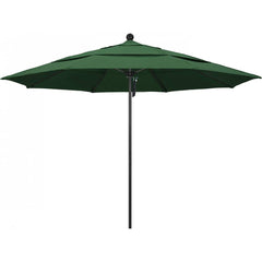California Umbrella - Patio Umbrellas; Umbrella Diameter (Inch): 132 ; Height (Feet): 8.916 ; Fabric Color: Hunter Green ; Base Included: No ; Frame Material: Aluminum ; Frame Color: Black - Exact Tool & Supply