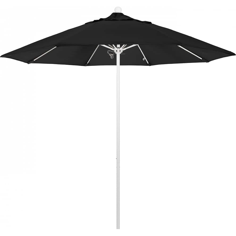 California Umbrella - Patio Umbrellas; Umbrella Diameter (Inch): 108 ; Height (Feet): 8.583 ; Fabric Color: Black ; Base Included: No ; Frame Material: Aluminum ; Frame Color: White - Exact Tool & Supply