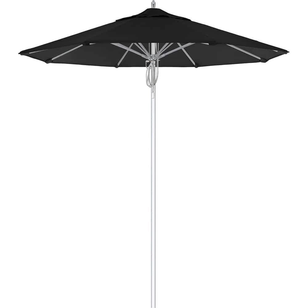California Umbrella - Patio Umbrellas; Umbrella Diameter (Inch): 90 ; Height (Feet): 8.666 ; Fabric Color: Black ; Base Included: No ; Frame Material: Aluminum ; Frame Color: Silver - Exact Tool & Supply