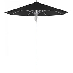 California Umbrella - Patio Umbrellas; Umbrella Diameter (Inch): 90 ; Height (Feet): 8.666 ; Fabric Color: Black ; Base Included: No ; Frame Material: Aluminum ; Frame Color: Silver - Exact Tool & Supply