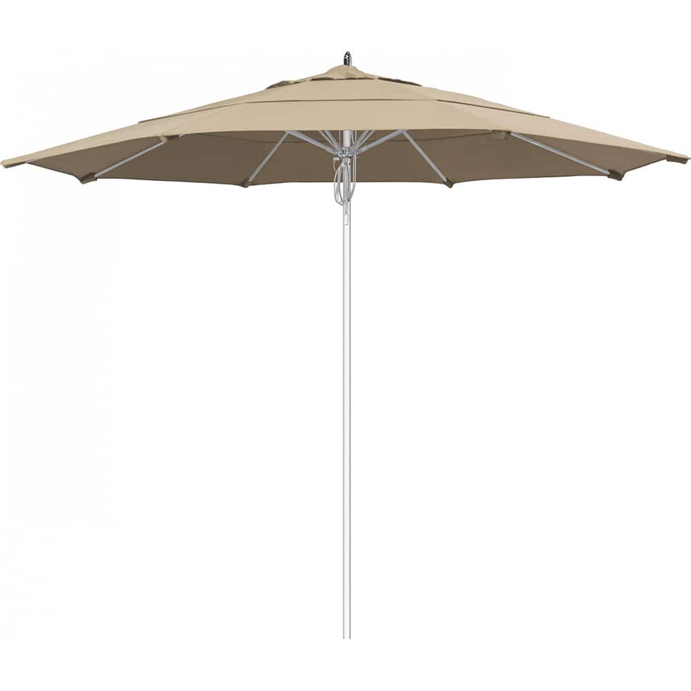 California Umbrella - Patio Umbrellas; Umbrella Diameter (Inch): 132 ; Height (Feet): 8.666 ; Fabric Color: Antique Beige ; Base Included: No ; Frame Material: Aluminum ; Frame Color: Silver - Exact Tool & Supply