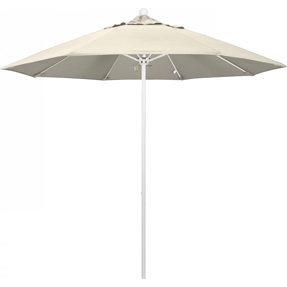 California Umbrella - Patio Umbrellas; Umbrella Diameter (Inch): 108 ; Height (Feet): 8.583 ; Fabric Color: Antique Beige ; Base Included: No ; Frame Material: Aluminum ; Frame Color: White - Exact Tool & Supply