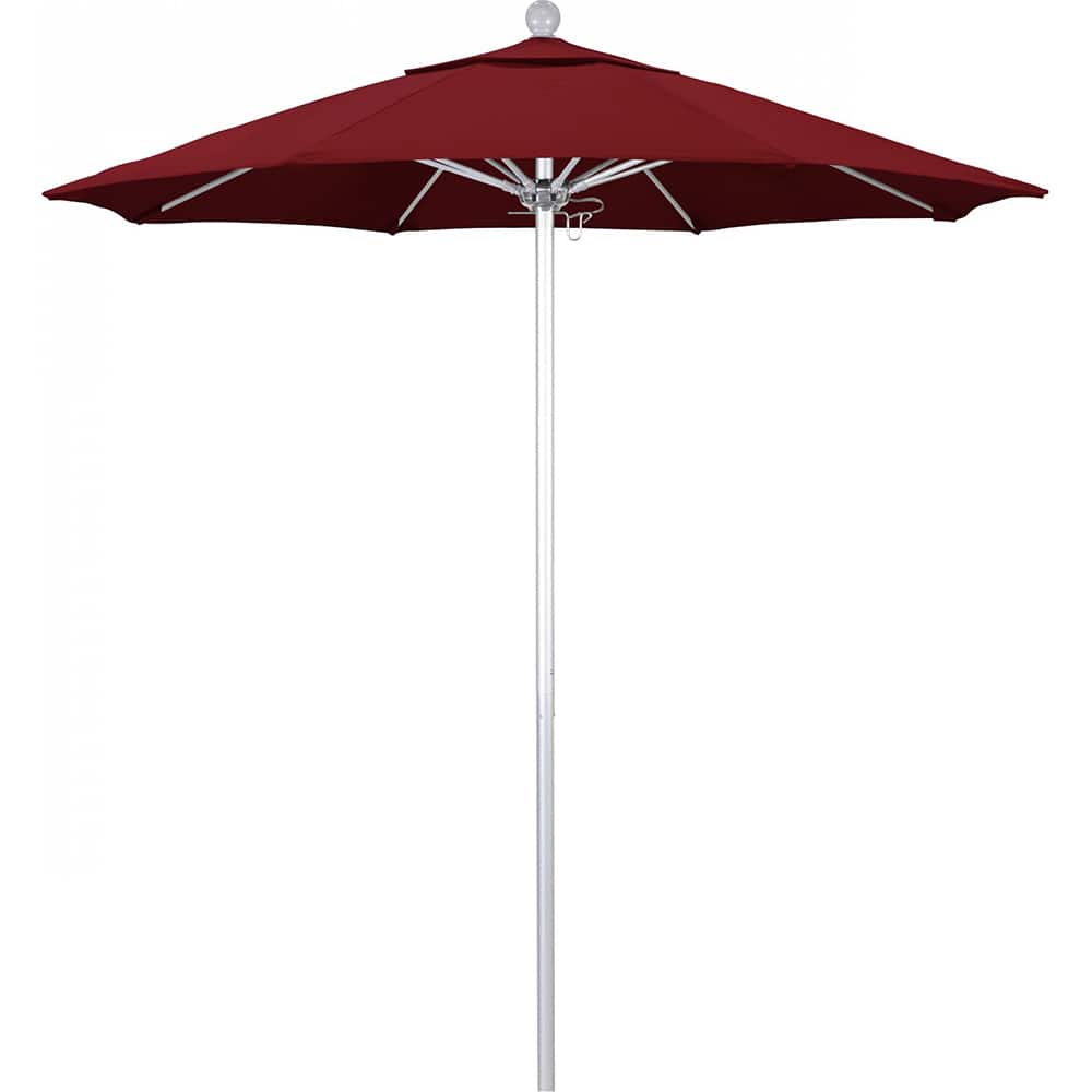 California Umbrella - Patio Umbrellas; Umbrella Diameter (Inch): 90 ; Height (Feet): 8.000 ; Fabric Color: Red ; Base Included: No ; Frame Material: Aluminum ; Frame Color: Silver - Exact Tool & Supply