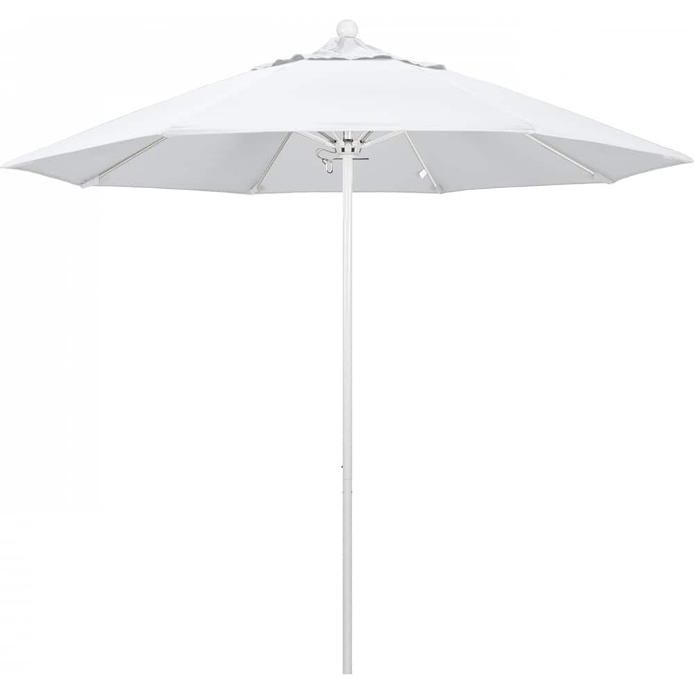 California Umbrella - Patio Umbrellas; Umbrella Diameter (Inch): 108 ; Height (Feet): 8.583 ; Fabric Color: White ; Base Included: No ; Frame Material: Aluminum ; Frame Color: White - Exact Tool & Supply
