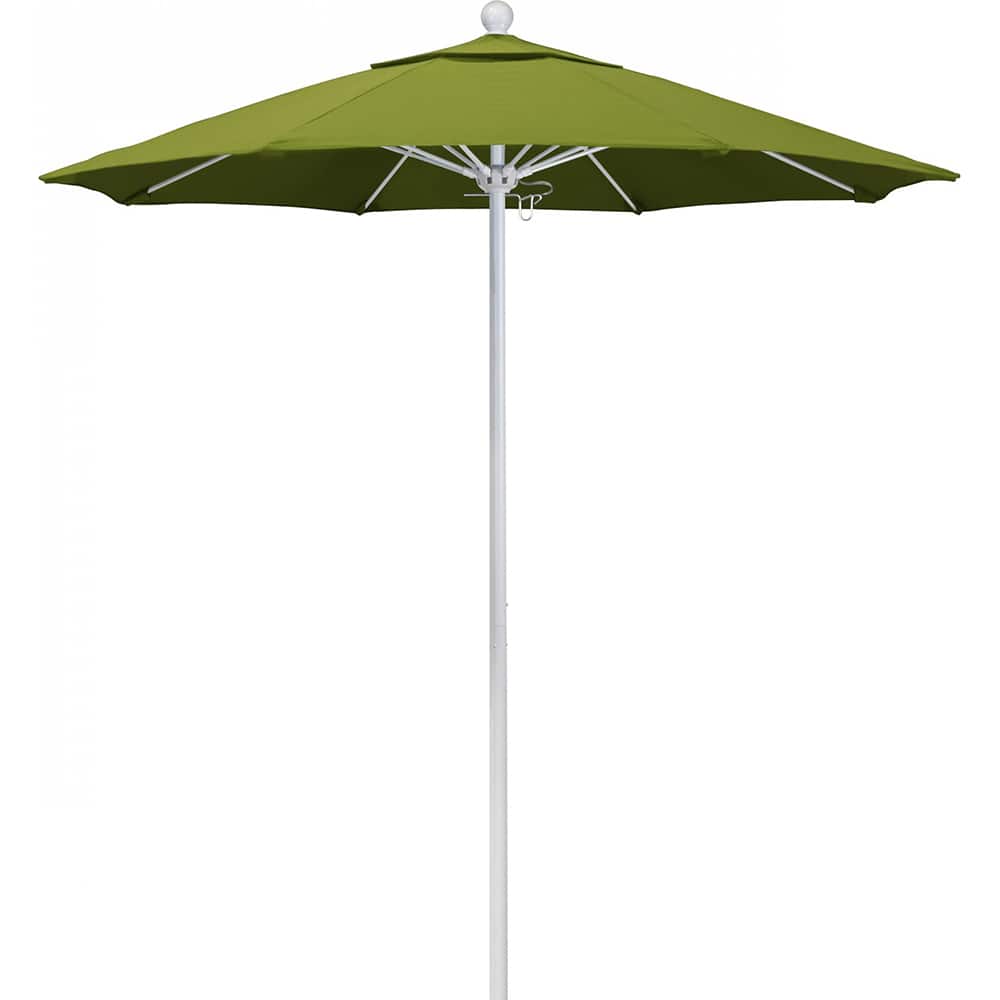 California Umbrella - Patio Umbrellas; Umbrella Diameter (Inch): 90 ; Height (Feet): 8.000 ; Fabric Color: Kiwi ; Base Included: No ; Frame Material: Aluminum ; Frame Color: White - Exact Tool & Supply