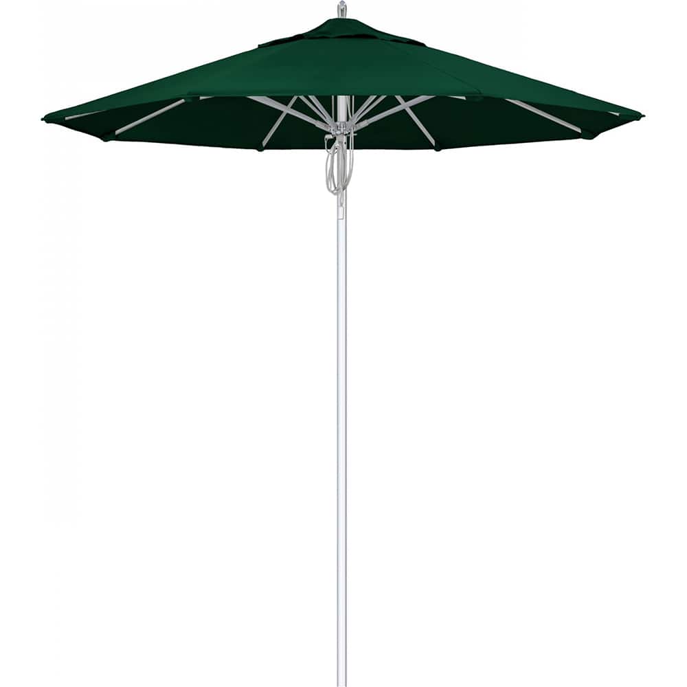 California Umbrella - Patio Umbrellas; Umbrella Diameter (Inch): 90 ; Height (Feet): 8.666 ; Fabric Color: Forest Green ; Base Included: No ; Frame Material: Aluminum ; Frame Color: Silver - Exact Tool & Supply