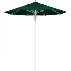 California Umbrella - Patio Umbrellas; Umbrella Diameter (Inch): 90 ; Height (Feet): 8.666 ; Fabric Color: Forest Green ; Base Included: No ; Frame Material: Aluminum ; Frame Color: Silver - Exact Tool & Supply