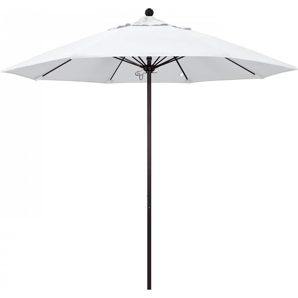 California Umbrella - Patio Umbrellas; Umbrella Diameter (Inch): 108 ; Height (Feet): 8.583 ; Fabric Color: White ; Base Included: No ; Frame Material: Aluminum ; Frame Color: Bronze - Exact Tool & Supply