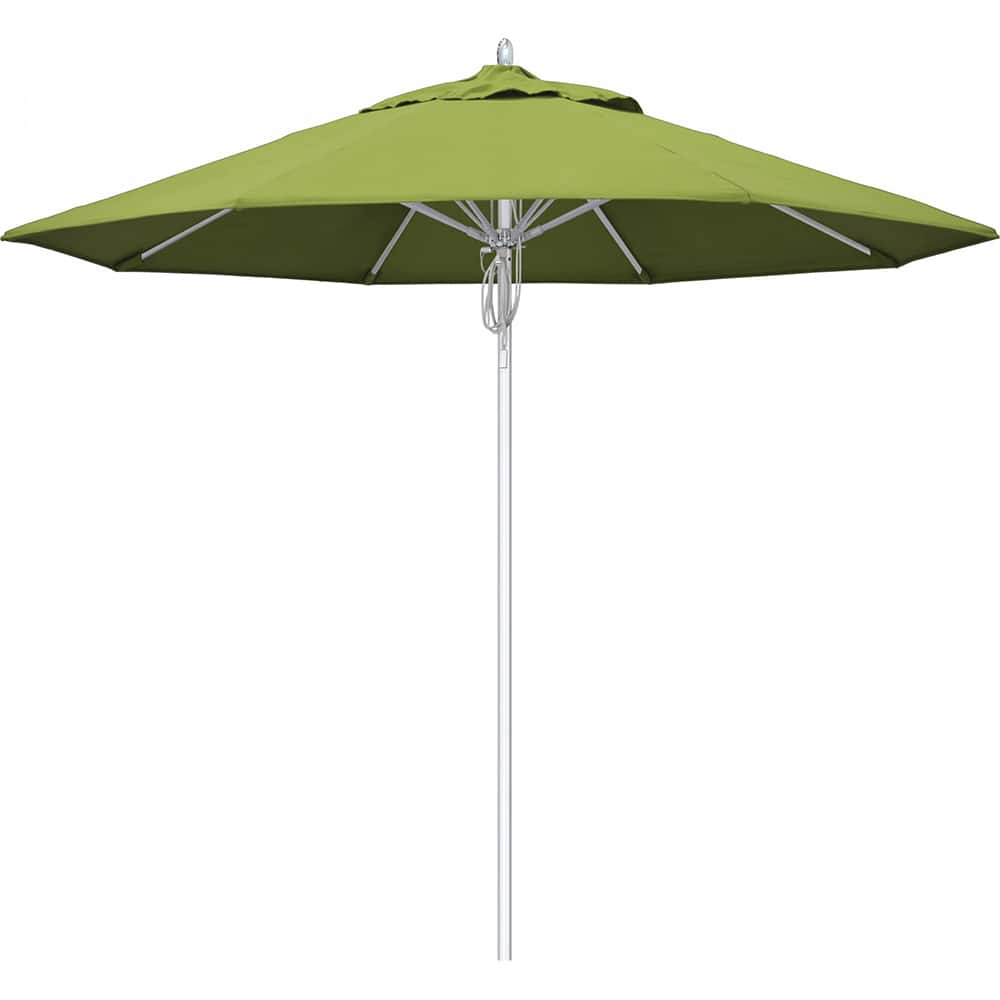 California Umbrella - Patio Umbrellas; Umbrella Diameter (Inch): 108 ; Height (Feet): 8.666 ; Fabric Color: Macaw ; Base Included: No ; Frame Material: Aluminum ; Frame Color: Silver - Exact Tool & Supply