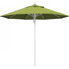 California Umbrella - Patio Umbrellas; Umbrella Diameter (Inch): 108 ; Height (Feet): 8.666 ; Fabric Color: Macaw ; Base Included: No ; Frame Material: Aluminum ; Frame Color: Silver - Exact Tool & Supply