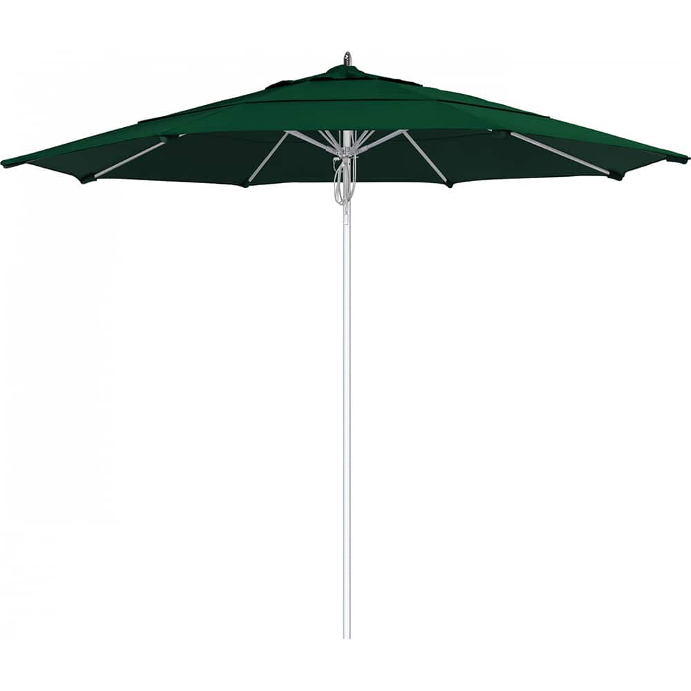 California Umbrella - Patio Umbrellas; Umbrella Diameter (Inch): 132 ; Height (Feet): 8.666 ; Fabric Color: Forest Green ; Base Included: No ; Frame Material: Aluminum ; Frame Color: Silver - Exact Tool & Supply