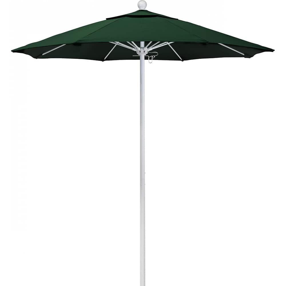California Umbrella - Patio Umbrellas; Umbrella Diameter (Inch): 90 ; Height (Feet): 8.000 ; Fabric Color: Hunter Green ; Base Included: No ; Frame Material: Aluminum ; Frame Color: White - Exact Tool & Supply