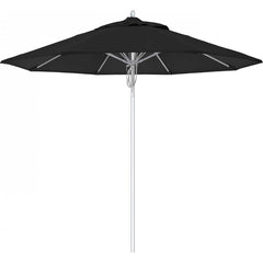 California Umbrella - Patio Umbrellas; Umbrella Diameter (Inch): 108 ; Height (Feet): 8.666 ; Fabric Color: Black ; Base Included: No ; Frame Material: Aluminum ; Frame Color: Silver - Exact Tool & Supply