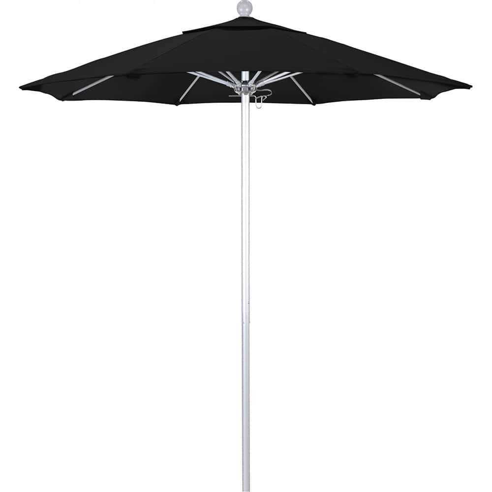 California Umbrella - Patio Umbrellas; Umbrella Diameter (Inch): 90 ; Height (Feet): 8.000 ; Fabric Color: Black ; Base Included: No ; Frame Material: Aluminum ; Frame Color: Silver - Exact Tool & Supply