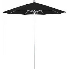 California Umbrella - Patio Umbrellas; Umbrella Diameter (Inch): 90 ; Height (Feet): 8.000 ; Fabric Color: Black ; Base Included: No ; Frame Material: Aluminum ; Frame Color: Silver - Exact Tool & Supply