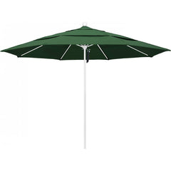 California Umbrella - Patio Umbrellas; Umbrella Diameter (Inch): 132 ; Height (Feet): 8.916 ; Fabric Color: Hunter Green ; Base Included: No ; Frame Material: Aluminum ; Frame Color: White - Exact Tool & Supply