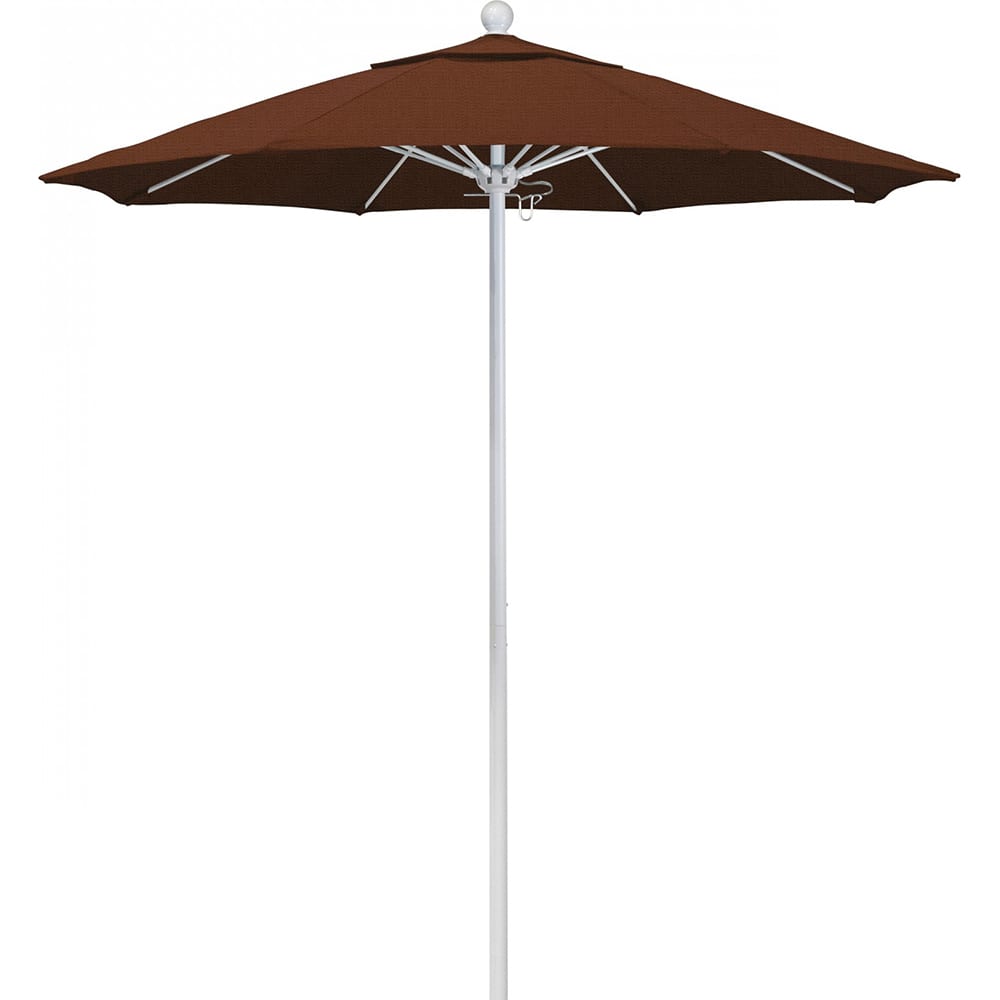 California Umbrella - Patio Umbrellas; Umbrella Diameter (Inch): 90 ; Height (Feet): 8.000 ; Fabric Color: Terracotta ; Base Included: No ; Frame Material: Aluminum ; Frame Color: White - Exact Tool & Supply