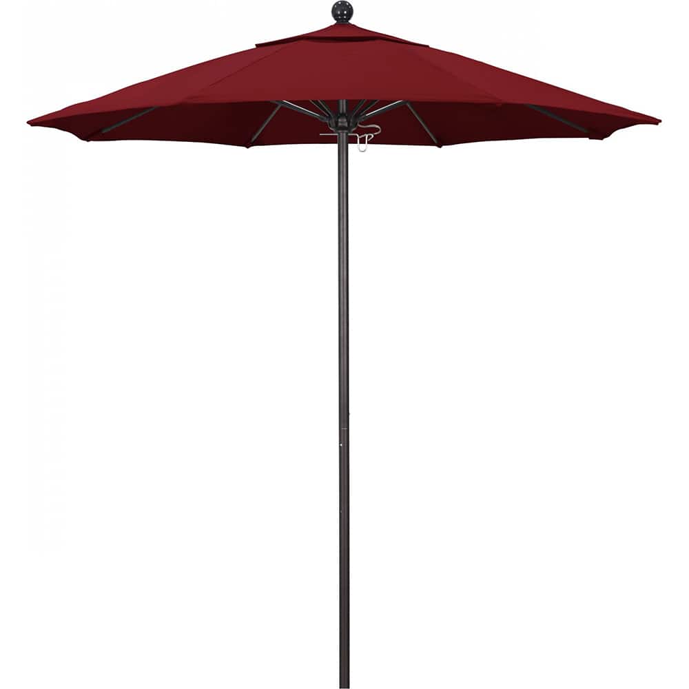 California Umbrella - Patio Umbrellas; Umbrella Diameter (Inch): 90 ; Height (Feet): 8.000 ; Fabric Color: Red ; Base Included: No ; Frame Material: Aluminum ; Frame Color: Bronze - Exact Tool & Supply