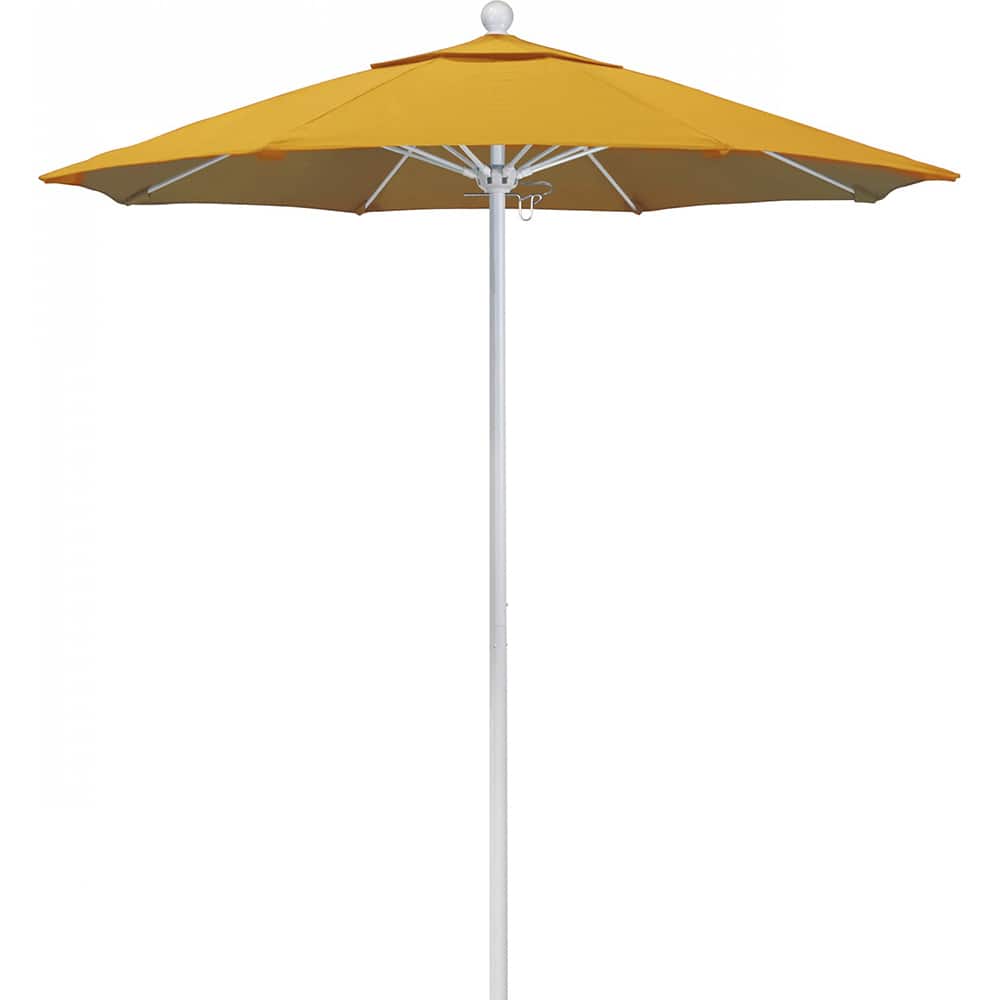 California Umbrella - Patio Umbrellas; Umbrella Diameter (Inch): 90 ; Height (Feet): 8.000 ; Fabric Color: Lemon ; Base Included: No ; Frame Material: Aluminum ; Frame Color: White - Exact Tool & Supply