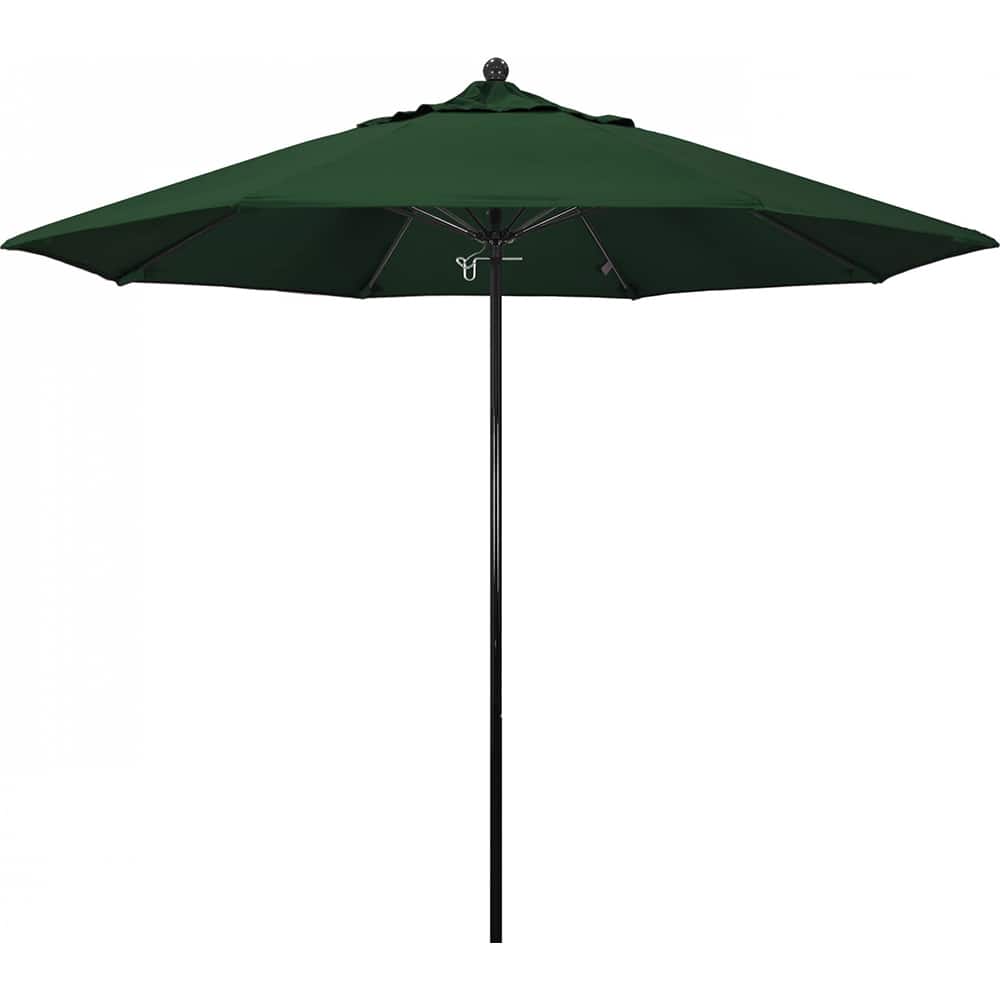 California Umbrella - Patio Umbrellas; Umbrella Diameter (Inch): 108 ; Height (Feet): 8.750 ; Fabric Color: Hunter Green ; Base Included: No ; Frame Material: Fiberglass-reinforced Nylon ; Frame Color: Black - Exact Tool & Supply
