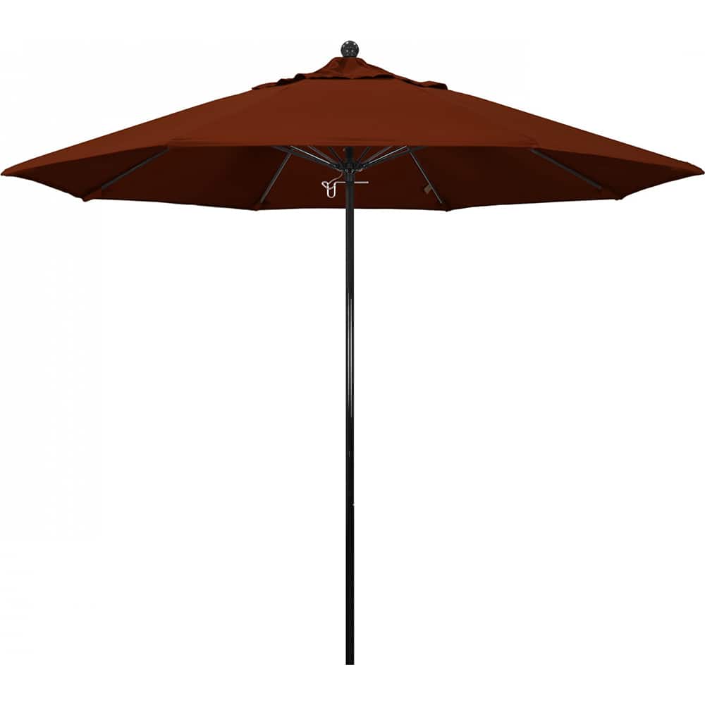 California Umbrella - Patio Umbrellas; Umbrella Diameter (Inch): 108 ; Height (Feet): 8.750 ; Fabric Color: Brick ; Base Included: No ; Frame Material: Fiberglass-reinforced Nylon ; Frame Color: Black - Exact Tool & Supply