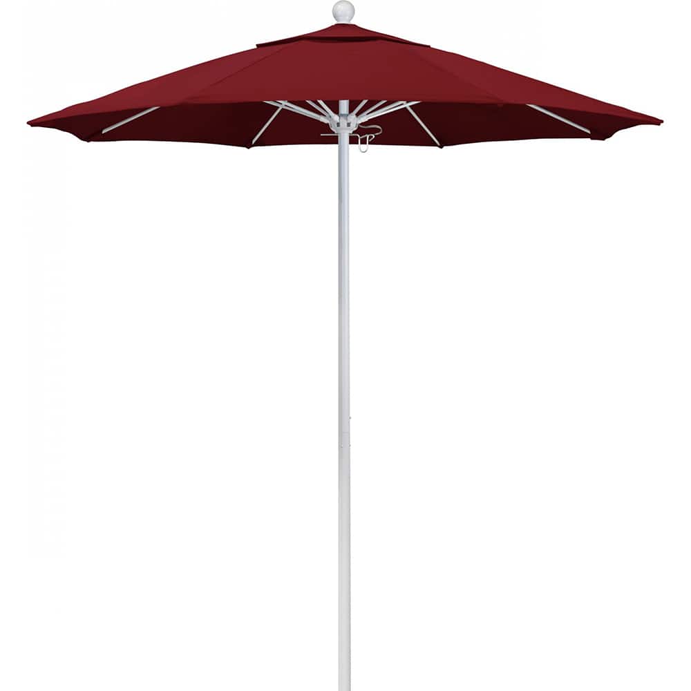 California Umbrella - Patio Umbrellas; Umbrella Diameter (Inch): 90 ; Height (Feet): 8.000 ; Fabric Color: Red ; Base Included: No ; Frame Material: Aluminum ; Frame Color: White - Exact Tool & Supply