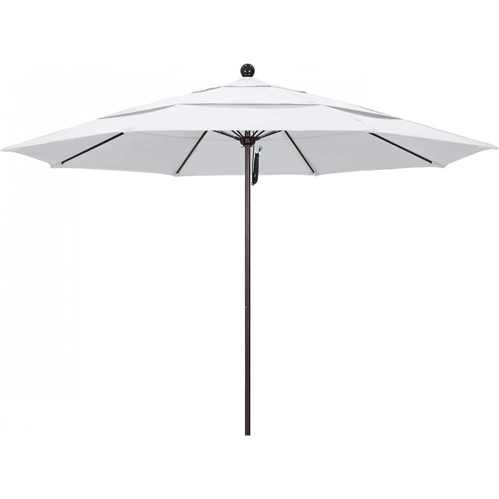 California Umbrella - Patio Umbrellas; Umbrella Diameter (Inch): 132 ; Height (Feet): 8.916 ; Fabric Color: White ; Base Included: No ; Frame Material: Aluminum ; Frame Color: Bronze - Exact Tool & Supply