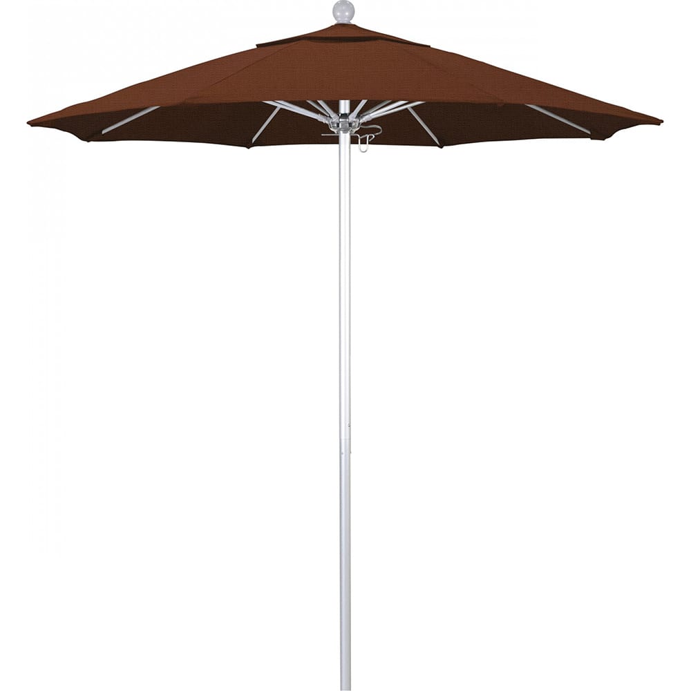California Umbrella - Patio Umbrellas; Umbrella Diameter (Inch): 90 ; Height (Feet): 8.000 ; Fabric Color: Terracotta ; Base Included: No ; Frame Material: Aluminum ; Frame Color: Silver - Exact Tool & Supply