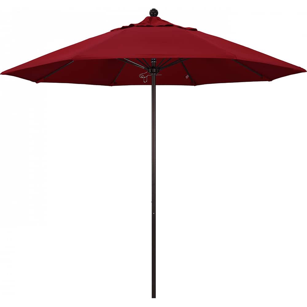 California Umbrella - Patio Umbrellas; Umbrella Diameter (Inch): 108 ; Height (Feet): 8.583 ; Fabric Color: Red ; Base Included: No ; Frame Material: Aluminum ; Frame Color: Bronze - Exact Tool & Supply