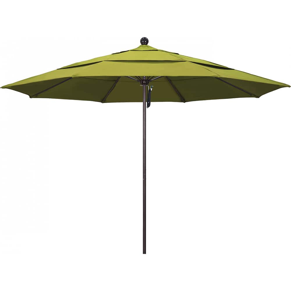 California Umbrella - Patio Umbrellas; Umbrella Diameter (Inch): 132 ; Height (Feet): 8.916 ; Fabric Color: Kiwi ; Base Included: No ; Frame Material: Aluminum ; Frame Color: Bronze - Exact Tool & Supply