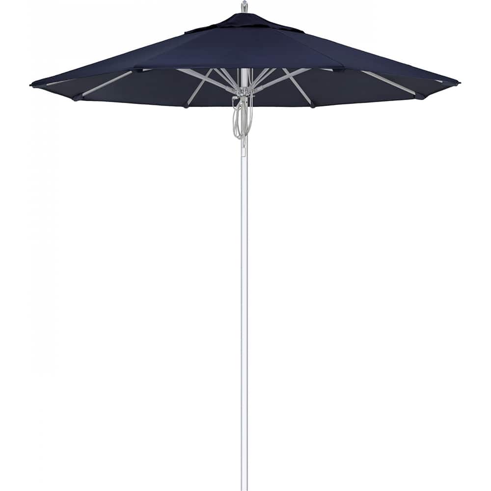 California Umbrella - Patio Umbrellas; Umbrella Diameter (Inch): 90 ; Height (Feet): 8.666 ; Fabric Color: Navy Blue ; Base Included: No ; Frame Material: Aluminum ; Frame Color: Silver - Exact Tool & Supply