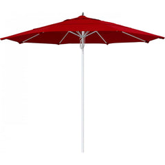 California Umbrella - Patio Umbrellas; Umbrella Diameter (Inch): 132 ; Height (Feet): 8.666 ; Fabric Color: Red ; Base Included: No ; Frame Material: Aluminum ; Frame Color: Silver - Exact Tool & Supply