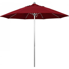 California Umbrella - Patio Umbrellas; Umbrella Diameter (Inch): 108 ; Height (Feet): 8.583 ; Fabric Color: Red ; Base Included: No ; Frame Material: Aluminum ; Frame Color: Silver - Exact Tool & Supply