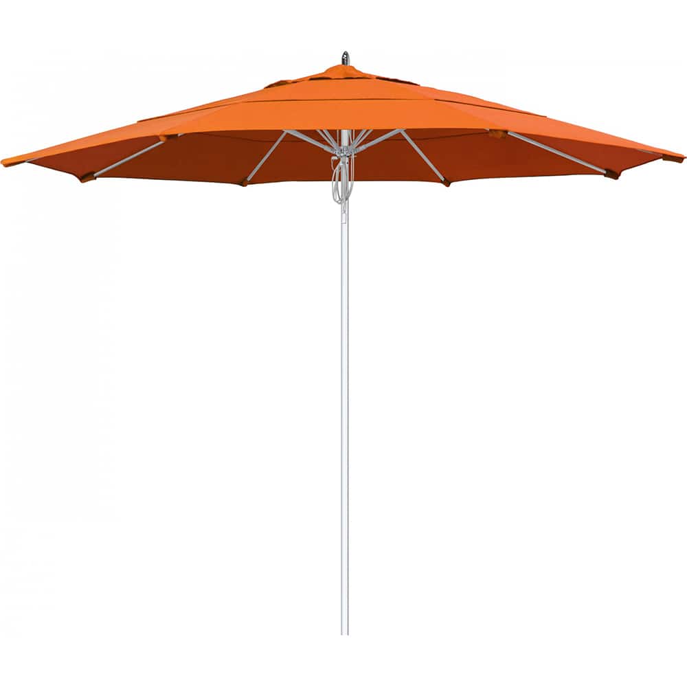 California Umbrella - Patio Umbrellas; Umbrella Diameter (Inch): 132 ; Height (Feet): 8.666 ; Fabric Color: Tuscan ; Base Included: No ; Frame Material: Aluminum ; Frame Color: Silver - Exact Tool & Supply
