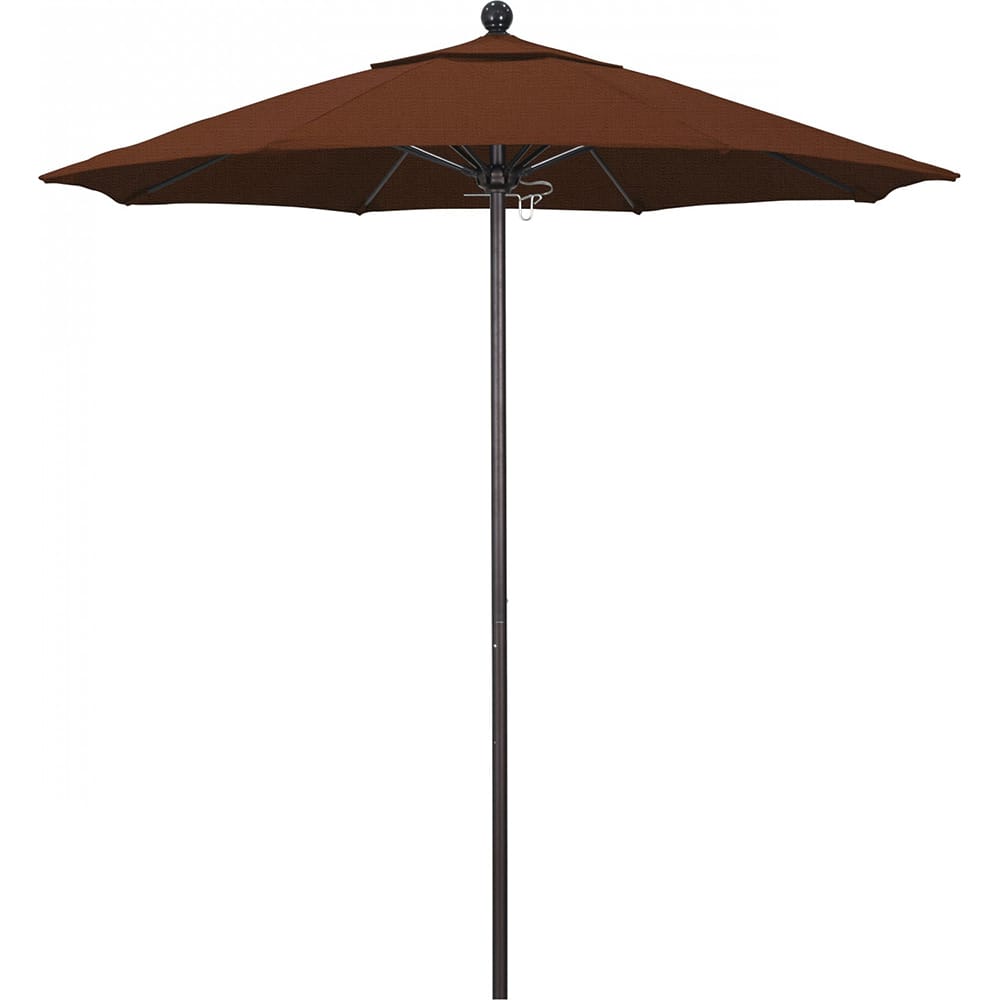 California Umbrella - Patio Umbrellas; Umbrella Diameter (Inch): 90 ; Height (Feet): 8.000 ; Fabric Color: Terracotta ; Base Included: No ; Frame Material: Aluminum ; Frame Color: Bronze - Exact Tool & Supply