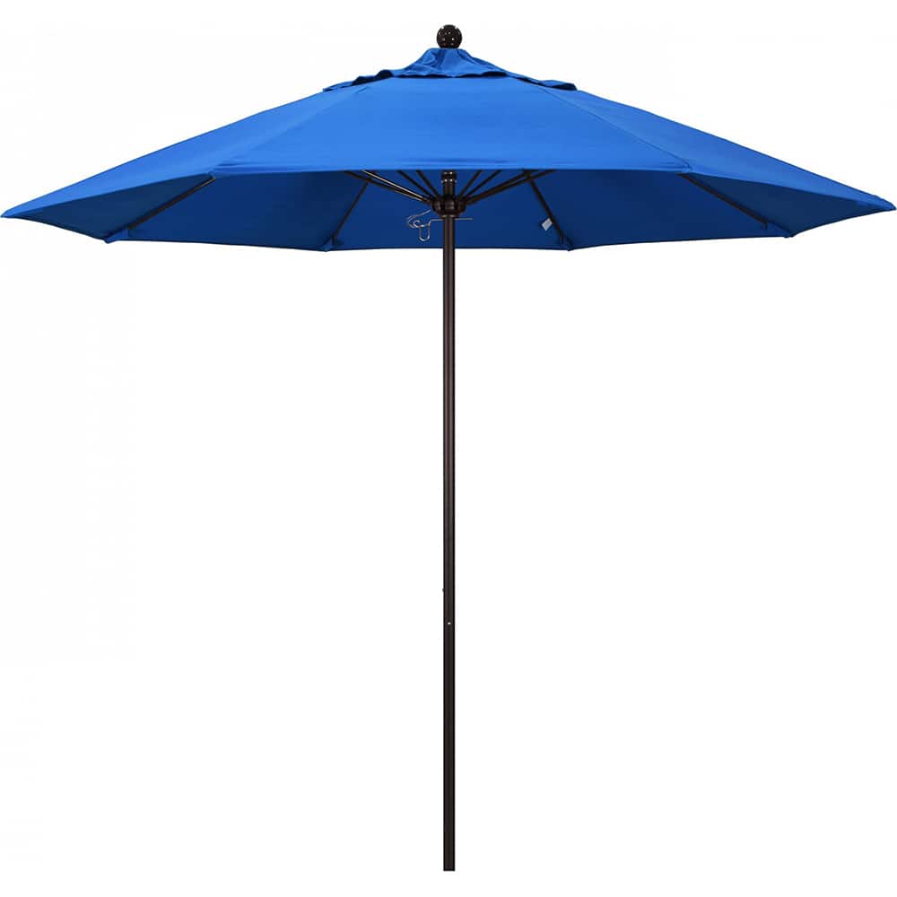California Umbrella - Patio Umbrellas; Umbrella Diameter (Inch): 108 ; Height (Feet): 8.583 ; Fabric Color: Royal Blue ; Base Included: No ; Frame Material: Aluminum ; Frame Color: Bronze - Exact Tool & Supply