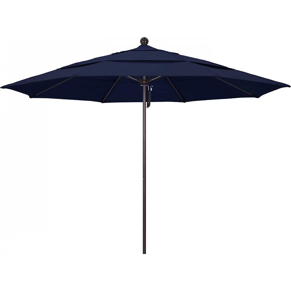 California Umbrella - Patio Umbrellas; Umbrella Diameter (Inch): 132 ; Height (Feet): 8.916 ; Fabric Color: Navy Blue ; Base Included: No ; Frame Material: Aluminum ; Frame Color: Bronze - Exact Tool & Supply