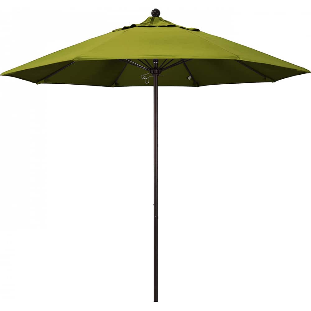 California Umbrella - Patio Umbrellas; Umbrella Diameter (Inch): 108 ; Height (Feet): 8.583 ; Fabric Color: Kiwi ; Base Included: No ; Frame Material: Aluminum ; Frame Color: Bronze - Exact Tool & Supply